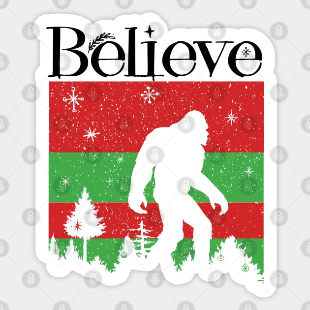 Believe Bigfoot Christmas Ugly Sticker by Astramaze